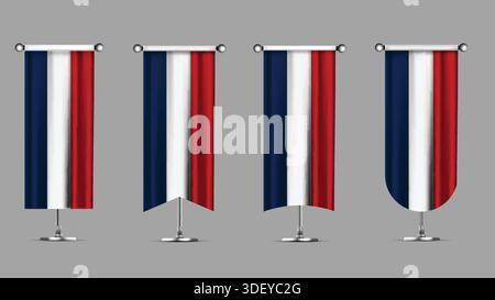 Sammlung von vertikalen Bannern mit der FRANZÖSISCHEN Flagge Stock Vektor