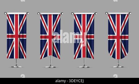 Sammlung vertikaler Banner mit der Flagge DES VEREINIGTEN KÖNIGREICHS Stock Vektor
