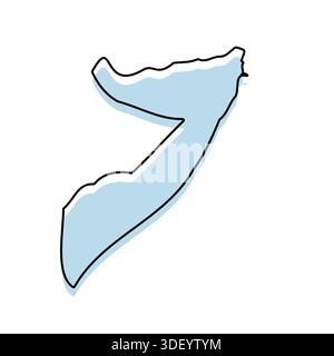 SOMALIA Karte mit Körper und Umriss isoliert auf weißem Hintergrund Stock Vektor