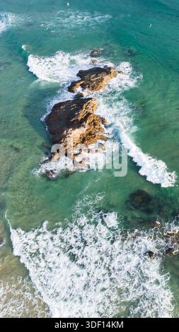 Luftaufnahme der felsigen Insel am Main Beach Port Macquarie NSW Australien Stockfoto