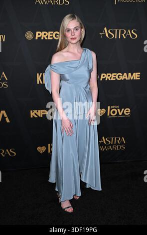 Los Angeles, USA. Januar 2026. Elle Fanning kam am 9. Januar 2026 zu den Astra Film Awards 2026 im Sofitel Los Angeles at Beverly Hills in Los Angeles, Kalifornien © Starbuck/ Credit: AFF/Alamy Live News Stockfoto