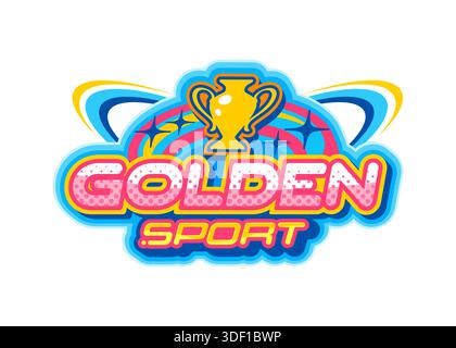 Y2K Streetwear-Label-Ikone mit Sport-Trophäe und Neonfarben. Vector Award-Abzeichen für die Siegerfeier. Sticker für Teamspiele im Vintage-Pop-Art-Stil. Urban Street Wear Sport Emblem Stock Vektor
