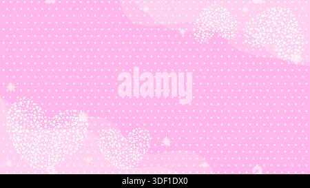 Weißes Polka Dot Muster Auf Weichem Rosa Hintergrund Mit Liebe Herz Muster Ornamente Verziert Stock Vektor