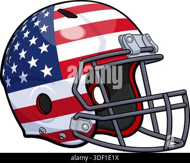 Klassischer american Football Gridiron Helm mit USA Flagge Sport Symbol Logo Vektor isoliert auf transparentem Hintergrund Stock Vektor