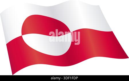 Genaue korrekte grenländische Flagge von grönland fliegt winkenden fließenden Vektor isoliert auf transparentem Hintergrund Stock Vektor