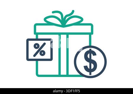 Bonus-Symbol. Liniensymbolstil. Vektorillustration der Nutzenelemente Stock Vektor