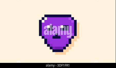 Pixelbild eines lila Alien. Stock Vektor
