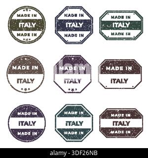 Set mit Labels „Made in ITALY“, die für das Produktemblem einsatzbereit sind Stock Vektor