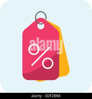 Flaches Symbol für Rabattschild. Vektorbelichtung. Preisnachlass-Tag-Illustration Vektor. Stock Vektor