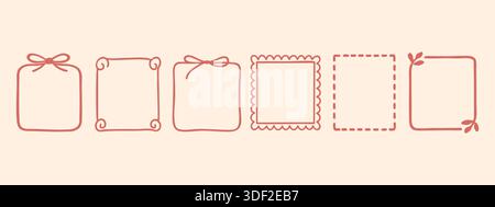 Handgezeichnete Doodle-Rahmen-Kollektion für Scrapbooking, Journaling, Planer, Einladungen und kreative Layouts mit einer weichen, handgefertigten Ästhetik Stock Vektor
