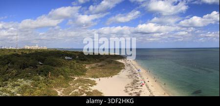 Luftaufnahme des Bill Baggs Cape Florida State Park in Key Biscayne in Miami, Florida Stockfoto