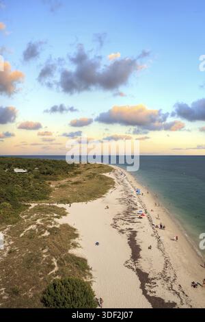 Luftaufnahme des Bill Baggs Cape Florida State Park in Key Biscayne in Miami, Florida Stockfoto