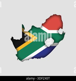SÜDAFRIKA-Karte mit Flagge im Körper Stock Vektor