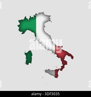 ITALIEN Karte mit Flagge im Hauptteil Stock Vektor