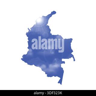 Karte von KOLUMBIEN mit wunderschöner Sonne und Wolken im Körper Stock Vektor