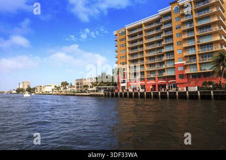 Der Hillsboro Inlet Waterway führte zum Hillsboro Beach in Pompano Beach, Florida Stockfoto