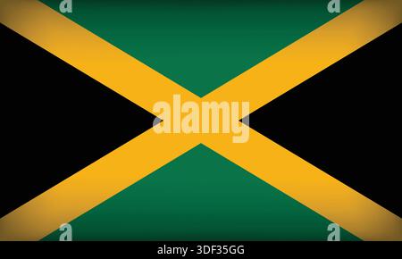 JAMAIKA Flagge mit Originalfarbe Stock Vektor