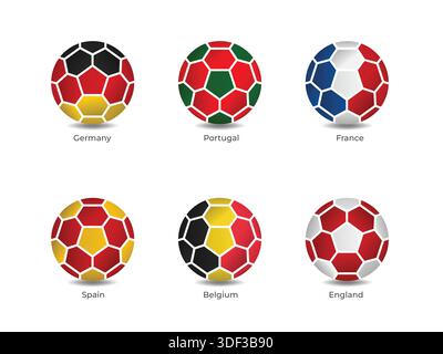 Europäische Nationalmannschaften mit Fußballformen Stock Vektor