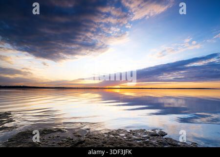 Sonnenuntergang Über Grapevine Lake, Texas Stockfoto