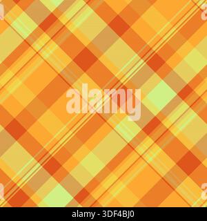 USA Muster Karomuster Stoff, Grafik Vektor Textur nahtlos. Finish Textil Hintergrund Schottenkaro in Orange und Gelb Farbpalette. Stock Vektor