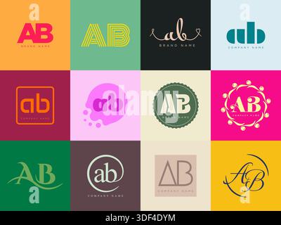 Unternehmensvorlage mit ab-Logo. Buchstaben a und b. Setzen Sie mit Designelementen verschiedene klassische Serifenschriftarten und modernen, auffälligen Text. Anfängliche Schriftart Stock Vektor