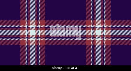 Industrielles textiles Karomuster, dimensionaler Hintergrund-Vektor-Tartan. Nahtloses Karomuster in dunkler und roter Farbpalette. Stock Vektor