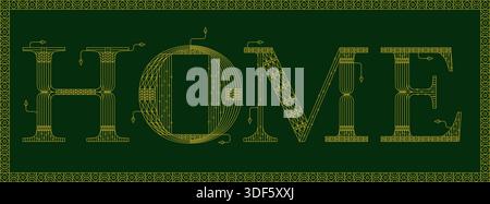 Home Art Déco-Schriftzug Mit Ornamentdesign Stock Vektor