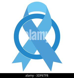 Illustration des Weltdiabetestages. Blaues Band mit Kreis auf weißem Hintergrund Stock Vektor