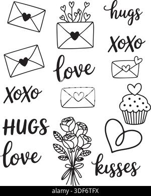 Handgezeichnete Liebesdoodles Stock Vektor