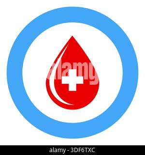 Weltdiabetes-Tagesbanner - ein Tropfen Blut im blauen Kreis Stock Vektor