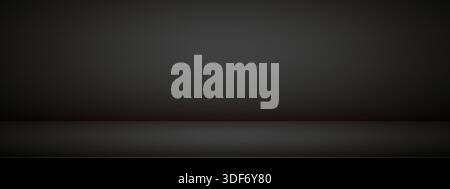 Dunkler Studiohintergrund mit Farbverlauf. Minimale 3D-Wand für Präsentationen. Vektorabbildung Stock Vektor
