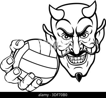 Illustration Des Devil Volleyball Ball Sports Maskottchens Stock Vektor