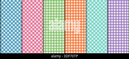 Niedliches Set mit vichy-Gingham-Muster. Klassisches Schottisches Karomuster für Stoff, Geschenkpapier, Karten und Banner Stock Vektor