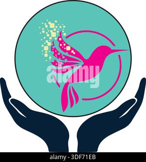 Abstrakte bunte kolibri Vogel Logo Linie Umriss Monoline Vektor Icon Illustration Pro Vektor Stock Vektor
