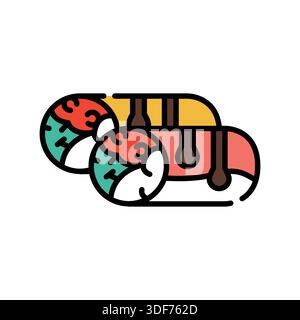 Symbol für die Farblinie der Federrollen. Vektorisoliertes Element. Bearbeitbare Kontur. Stock Vektor