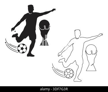 Fußballspieler Kicking Ball Symbol Vektor-Illustration Stock Vektor