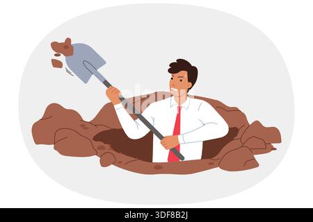 Ehrgeizige Geschäftsleute suchen nach Schätzen oder neuen Wachstumschancen Stock Vektor