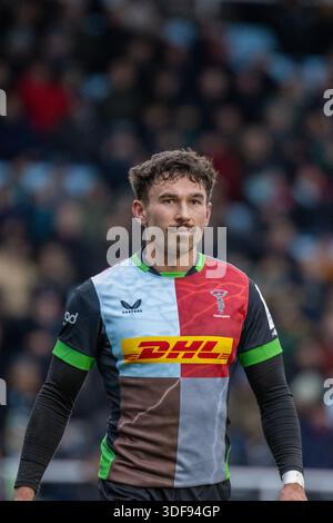 London, Großbritannien. Januar 2026. Nick David (14 Harlequins) während des Spiels zwischen Harlequins und DHL Stormers im Investec Champions Cup in Twickenham Stoop, London, England am Sonntag, den 11. Januar 2026. Quelle: SPP Sport Pressefoto. /Alamy Live News Stockfoto
