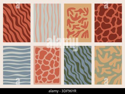 Boho Abstraktes Poster-Set Mit Organischen Wandbildern Stock Vektor