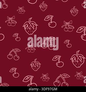 Illustration Des Nahtlosen Musters In Dunklem Kirschrot Stock Vektor