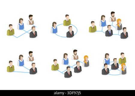 Isometrische flache 3D-Illustration des Organigramms, Unternehmensstruktur Stockfoto