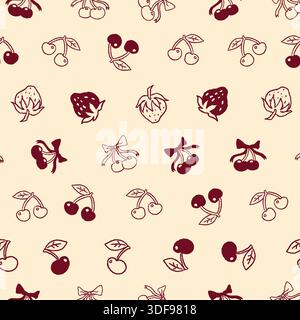 Vintage-Design Mit Nahtlosem Muster In Cherry Berry Stock Vektor