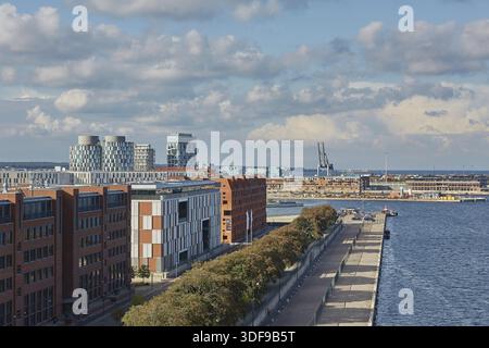 KOPENHAGEN, DÄNEMARK - 16. SEPTEMBER 2017 : Blick auf die Stadt Kopenhagen in Dänemark bei bewölktem Tag Stockfoto