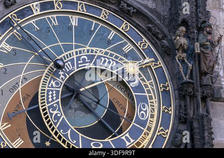 Nahaufnahme der astronomischen Uhr von Prag, Tschechien Stockfoto