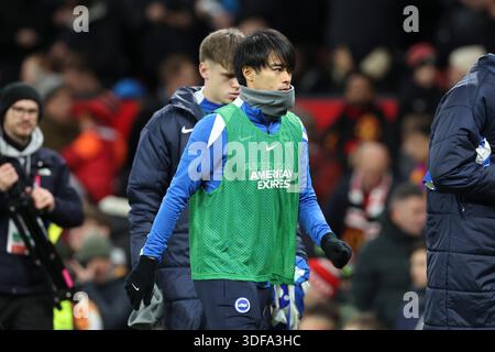 Manchester, Großbritannien. Januar 2026. Kaoru Mitoma (22), der Brighton & Hove Albion Mittelfeldspieler Kaoru Mitoma (22) beim Spiel der Manchester United gegen Brighton & Hove Albion Emirates FA Cup Third Round in Old Trafford, Manchester, England am 11. Januar 2026 Credit: Phil Duncan/Every Second Media Credit: Every Second Media/Alamy Live News Stockfoto