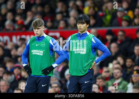 Manchester, Großbritannien. Januar 2026. Brighton & Hove Albion Mittelfeldspieler Kaoru Mitoma (22) wechselte am 11. Januar 2026 beim Spiel Manchester United gegen Brighton & Hove Albion Emirates FA Cup in Old Trafford, Manchester, England. Credit: Phil Duncan/Every Second Media Credit: Every Second Media/Alamy Live News Stockfoto