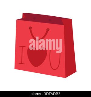 Einkaufstasche Ich liebe dich Vektor flache Illustration Stock Vektor
