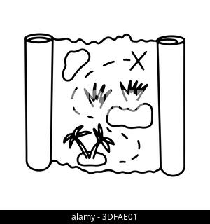 Treasure Map Doodle Vektor Illustration Stock Vektor