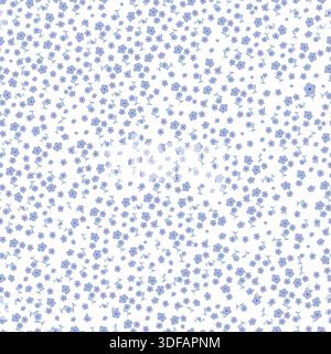 Niedliches blaues Muster mit kleinen Blüten Stock Vektor