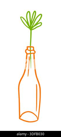 Blume in einer Linie in einer Vase. Handzeichnung. Nicht AI, Vektorillustration Stock Vektor